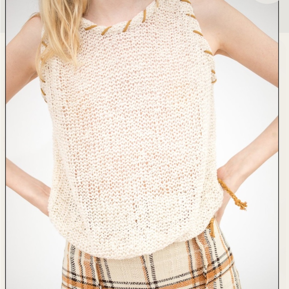 VERONIQUE LEROY SLEEVELESS KNITTED TOP - OFF WHITE SIZE M